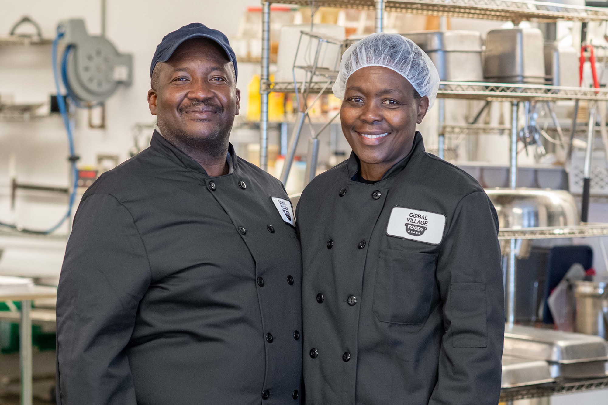 A trained chef in Kenya, Damaris Hall, right, emigrated to the United States in 1991 with her now husband and business partner, Mel. In 2016, the couple launched Global Village Foods in Quechee. Photo by Erica Houskeeper.